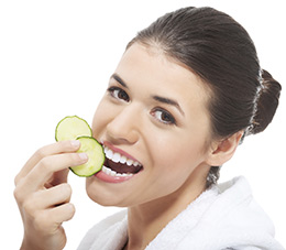 Lady Chewing Fruits