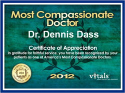 Dr Dennis Dass, MD Most Compassionate Doctor Award 2012.jpg