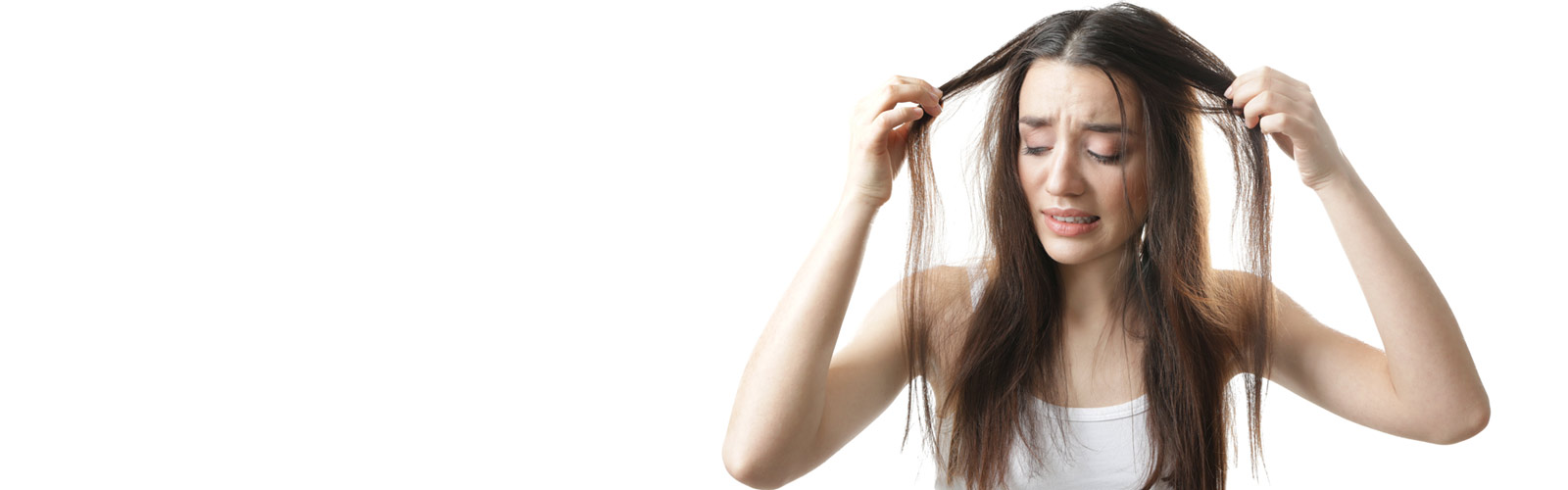 Young woman with hair loss problem