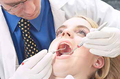 A young woman at the dentist office