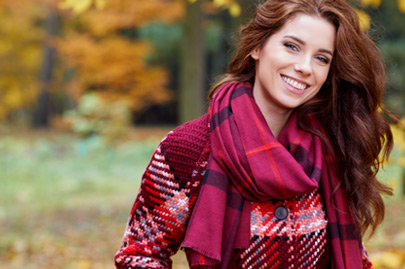 Beautiful brunette girl walking the park