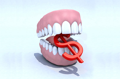 Denture and dollar symbol