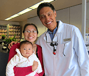 Doctor with happy patients