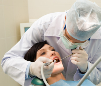 A woman getting dental checkup