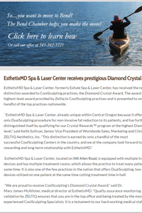 Diamond Crystal Award, Esthetix MD Media Highlights