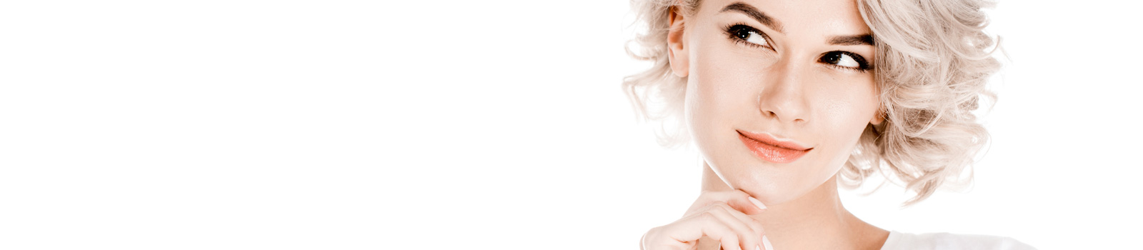 woman thoughtfullylooking away while touching her chin