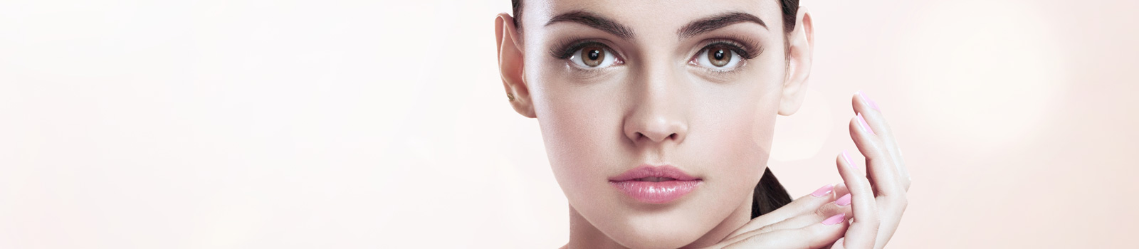 Charming young female with perfect makeup