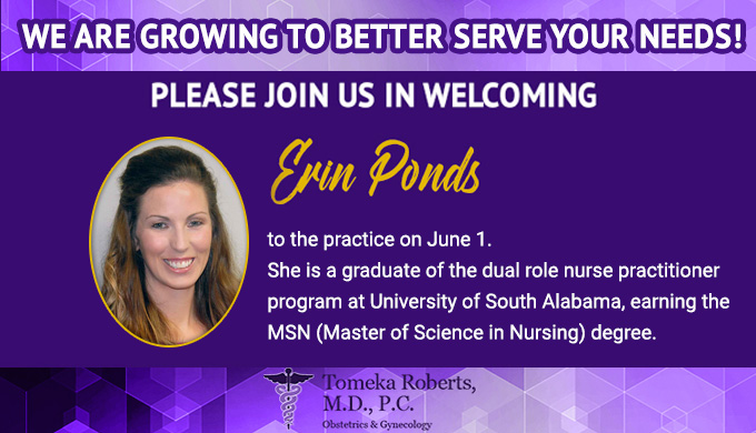 Dr. Tomeka Roberts, M.D Obstetrics and Gynecology, Erin Conds Mobile Banner