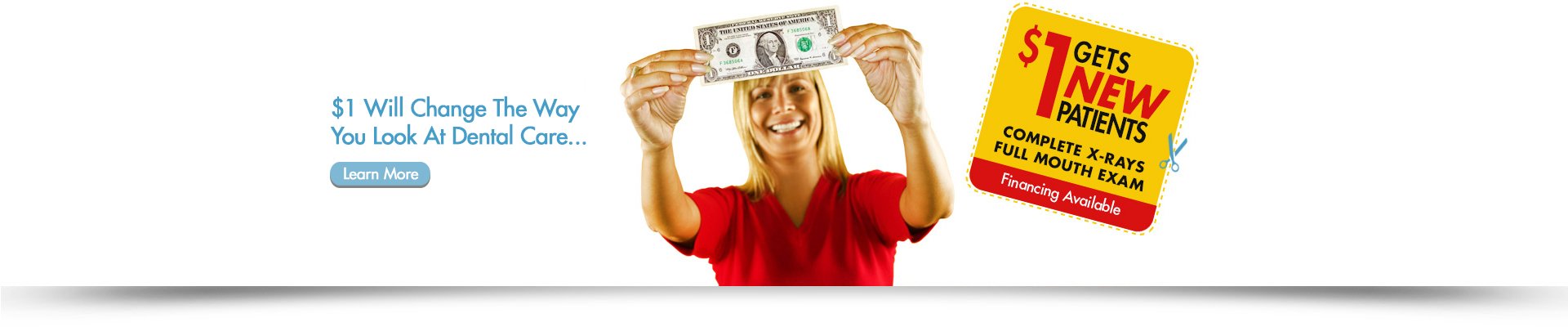 New patients get complete x-rays and full mouth exams for $1